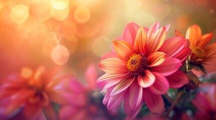 Fototapeta premium Pink Dahlia Blossom in Soft Light