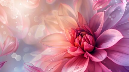 Obraz premium Close-up of Pink Flower with Dew Drops