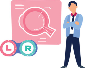 Boy showing eye lenses.