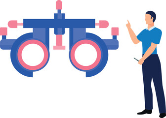 The boy is showing Ophthalmologist eye glasses.