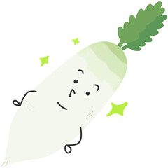 귀여운 흰 무 캐릭터