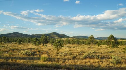 Fototapeta premium As we crossed the border the scenery outside our window shifted from vibrant forests to vast plains.