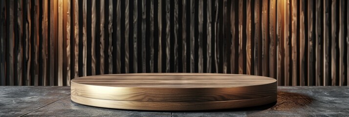 Wooden Podium with Dark Background