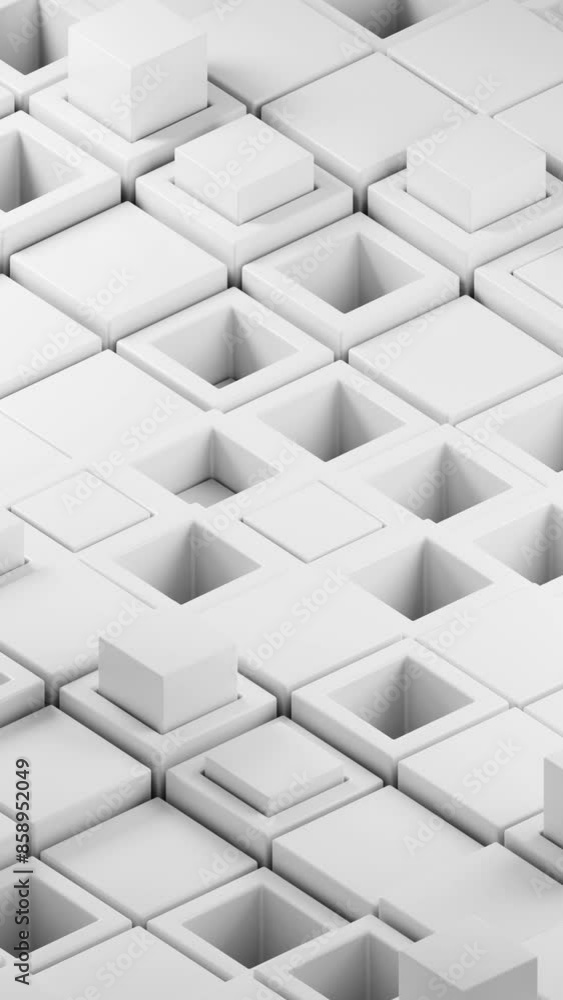 Poster White block geometric background, motion design 3d render looping animation