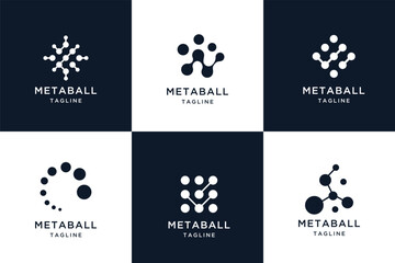 Set of collection monogram logo with dot concept.  biotechnology molecule atom DNA chip symbol