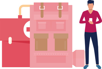 A boy is using mobile.