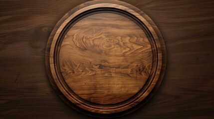 Circular wooden frame with empty space for text