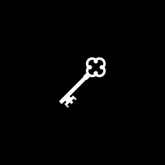 Old key house icon isolated on dark background