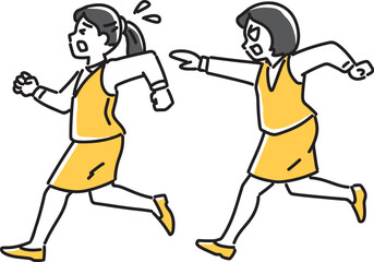 逃げる人を追いかける女性