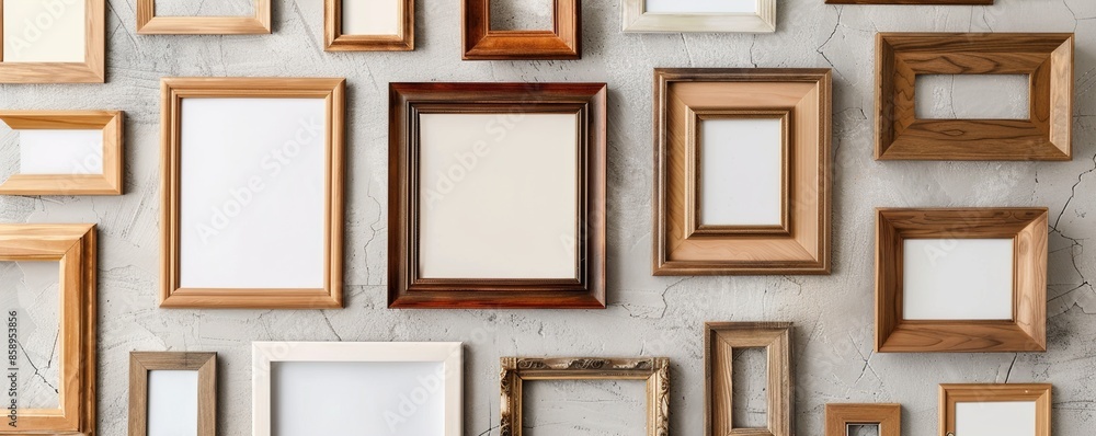 Poster a collection of versatile frame mockups and templates, featuring various styles and materials, such 