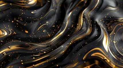 Abstract Black and Gold Swirling Pattern