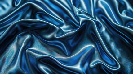 Fototapeta premium Close up of Metallic Blue Fabric Texture