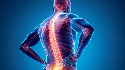 3d rendered illustration of a shoulder,
Back pain human spine xray