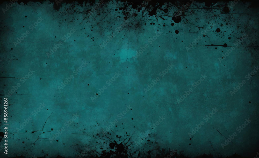 Wall mural Seamless Glowing green black blue grainy background dark noise texture banner poster backdrop design copy space. Dark matte background with space for design. Toned fabric surface. Template. Empty