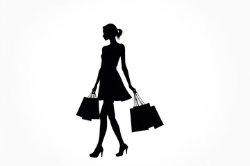 Silhouette of a Woman Carrying Shopping Bags