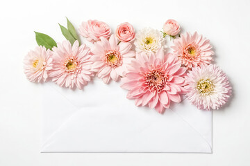 Pink and White Flowers on a White Envelope