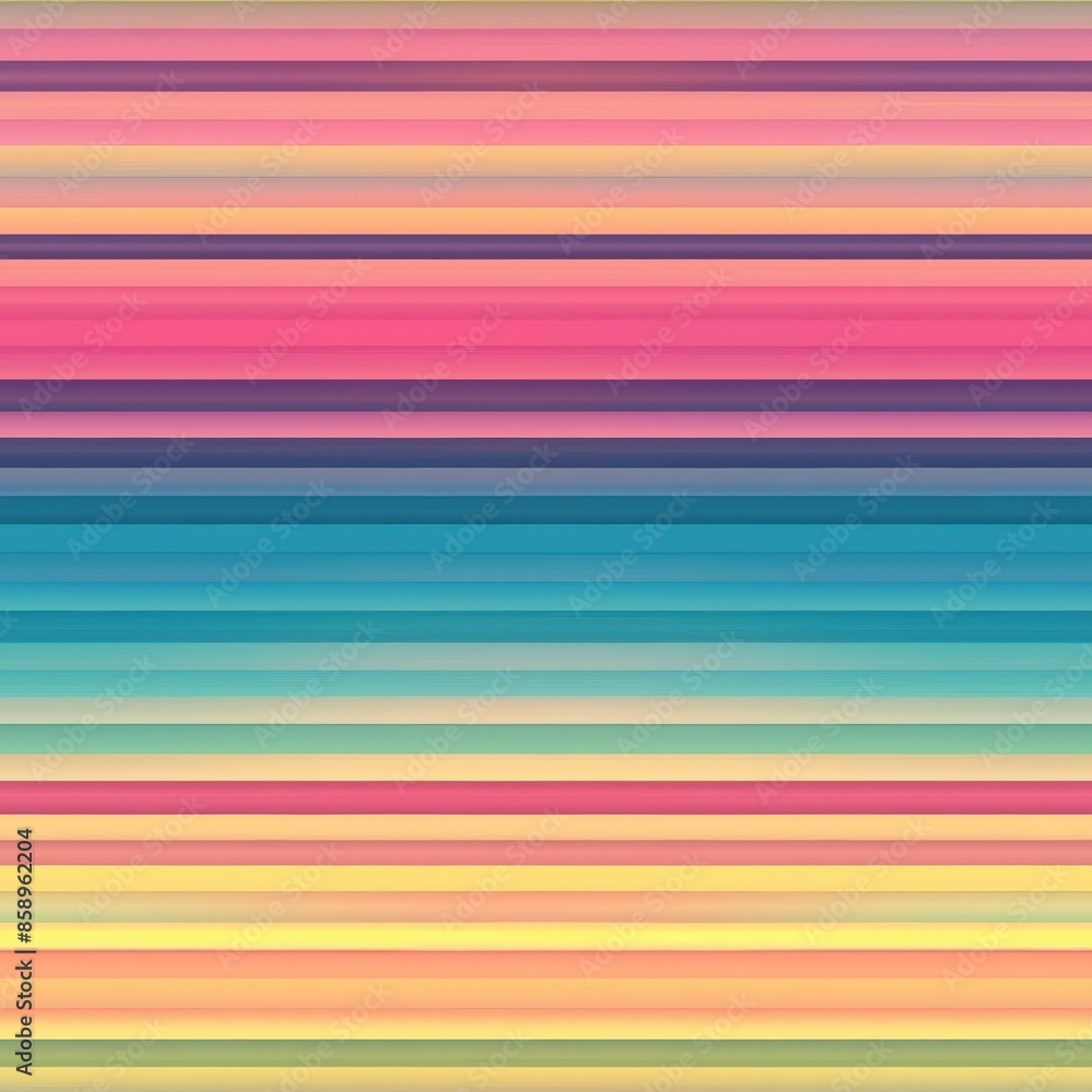 Poster This image features a digital abstract pattern of horizontal stripes in shades of blue, yellow, and pink. The stripes are arranged in a repeating pattern, creating a sense of movement and energy. The 