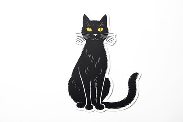 Black Cat Sticker on White Background