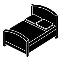 Bed icon silhouette vector illustration.