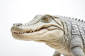 Obraz premium Close-up of an alligator's head with a white background