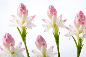 Tuberose flowers and buds isolated on white background