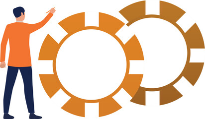 The boy is pointing to gamble chip.