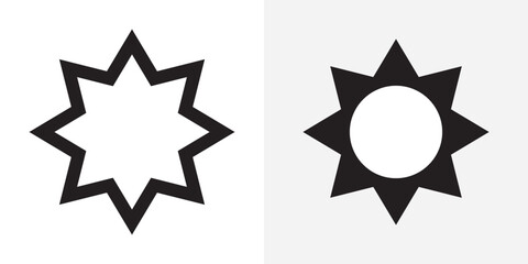 bahai line icon in white and black colors. bahai flat vector icon from bahai collection for web, mobile apps and ui.