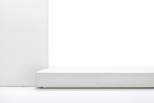 White pedestal with a white background