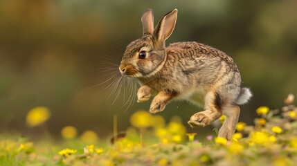 Fototapeta premium Wild rabbit jumping. 