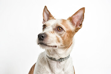 Close Up Portrait of a Brown and White Dog With Big Ears