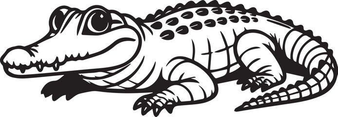 crocodile black silhouettes vector illustration.
