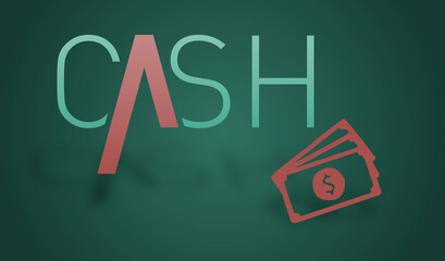 Parola CASH  con sfondo colorato gradiente
