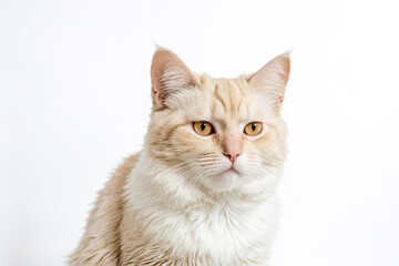 Obraz premium Portrait of a White and Tan Cat with Golden Eyes