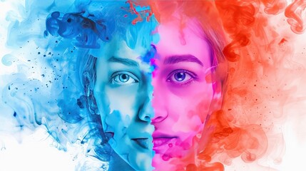 Fototapeta premium Dual-Tone Abstract Face Art Concept 