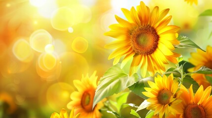 Fototapeta premium Vibrant Sunflowers in a Golden Field