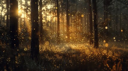 Obraz premium Pine tree with morning dew on the twig, abstract natural backgrounds