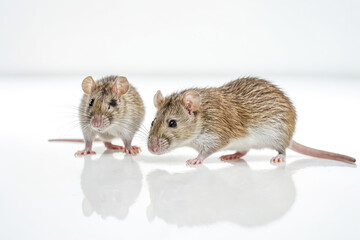 Two rats looking at the camera on a white background