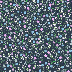 Floral Seamless Pattern. Colorful Botanical Print Design Vintage Style. Floral Wallpaper of Simple Flowers for Banner, Prints, Home Decor, Surface Design. Vector Illustration