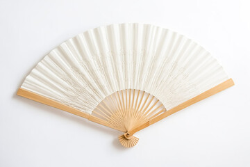 White Paper Fan With Wooden Handle