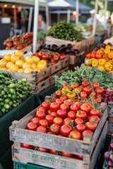 A Vibrant Display of Fresh Produce at a Farmers Market