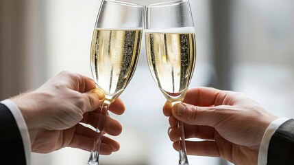 Business Celebration with Champagne Toast
