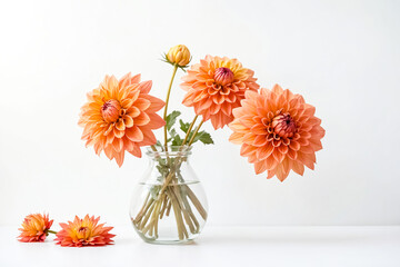 Peach Dahlia Bouquet in Clear Vase © Rysak