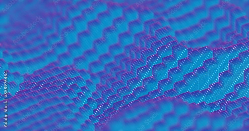 Poster abstract 3d render of neon blue and pink cubes - modern geometric pattern
