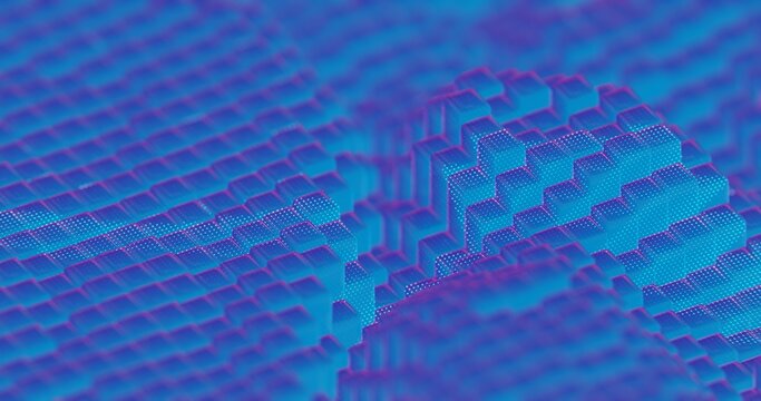 Abstract 3D Render of Neon Blue and Pink Cubes - Modern Geometric Pattern