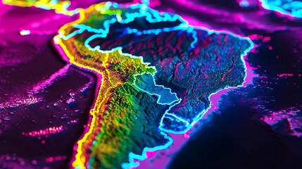 A close up of the map of south america.