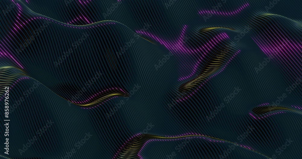 Poster abstract 3d render of glowing waves with neon highlights - futuristic geometric design