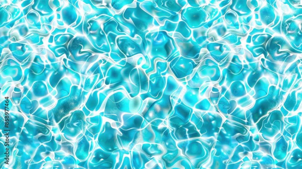 Leinwandbilder An abstract, digitally rendered pattern of blue and white water ripples. The image depicts a close-up view of the surface of water, creating a mesmerizing and dynamic effect. The water is rendered in 