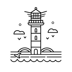 Lighthouse  icon, Lighthouse outline, Lighthouse  vector, ocean svg, ocean cliparts, clipart png, sea creatures, ship svg, Lighthouse SVG, Minimalist Line Art, sea svg, ocean svg, lighthouse, light, s