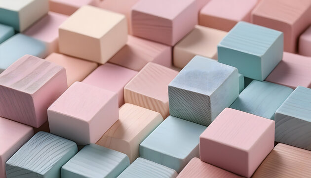 Holzw&uuml;rfel, in, gruppe, textur, hintergrund, muster, 3d, quadrate, abstrakt, pink, hellblau, pastell, s&uuml;ss, Holzw&uuml;rfel, gestalten, holz, kreativ, material, bau, Baumaterial, Spielzeug, kl&ouml;tzechn, baby