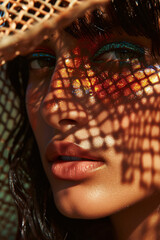 Supermodels with patterns and shadows on their face | Close up Portrait